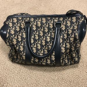 Dior Vintage Boston Bag Navy Blue